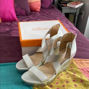 Silver Wedge Shoes with Strappy Design